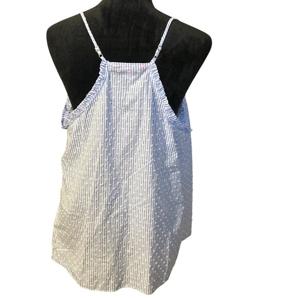 Lilly Pulitzer Blue & White Striped Ruffle Trim Tank Top XL - Picture 3 of 5